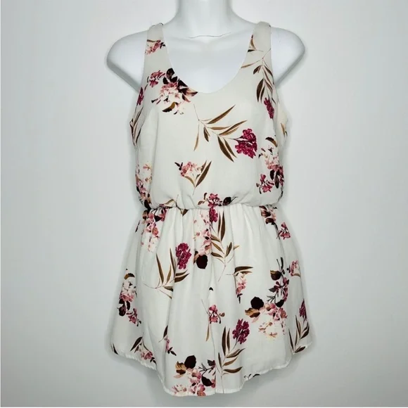 LUSH White Floral Sleeveless Shorts Romper Size XS Flowy Lightweight Feminine - Picture 1 of 7